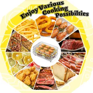 رف مقلاة هوائية من الفولاذ المقاوم للصدأ للنينجا ، رف شواء مزدوج الطبقة ، سلة مقلاة هوائية ساخنة ، ملحقات صينية مستطيلة ، 3 قطع أفضل 8 سلة مقلاة هوائية للمبيعات - رقم 5