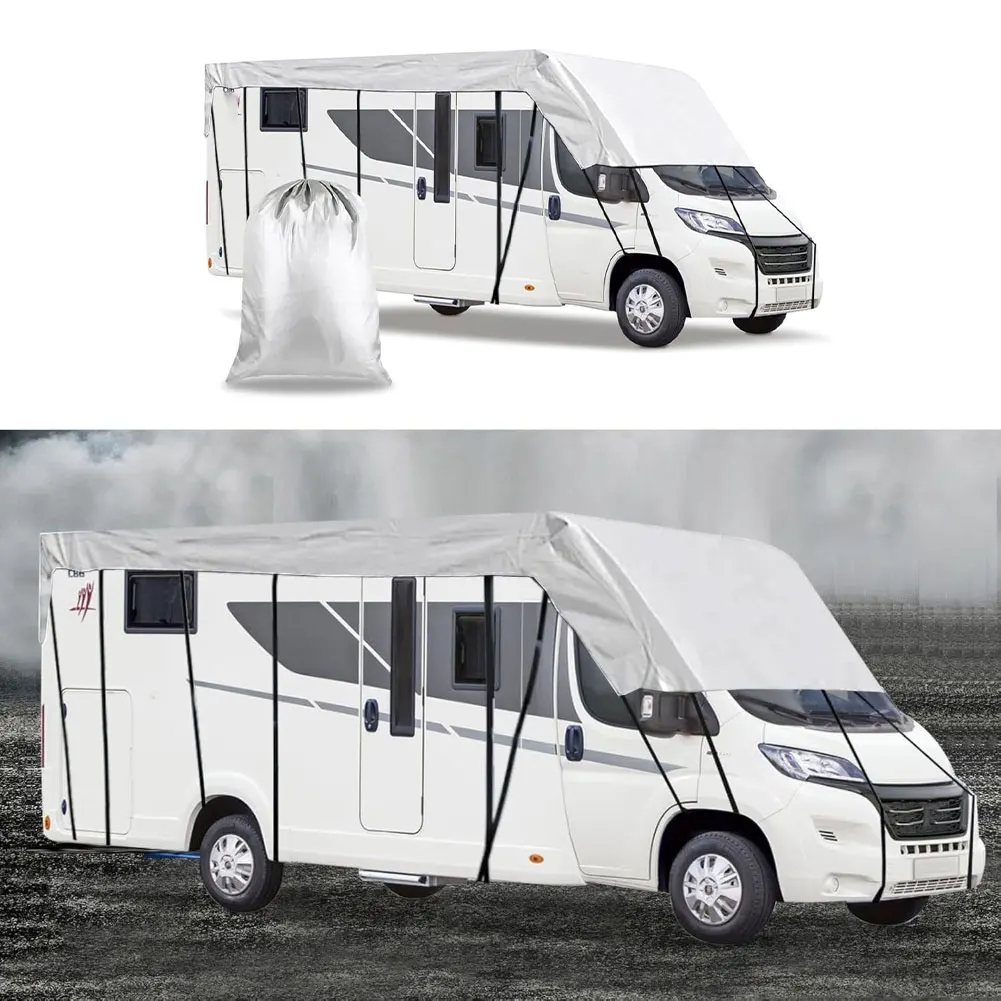 6.5-8.5 متر 210D سقف الغطاء الواقي سقف فضي غطاء للحماية القماش المشمع مقاوم للماء يغطي شاحنة طوي واقية من الشمس RV غطاء #4