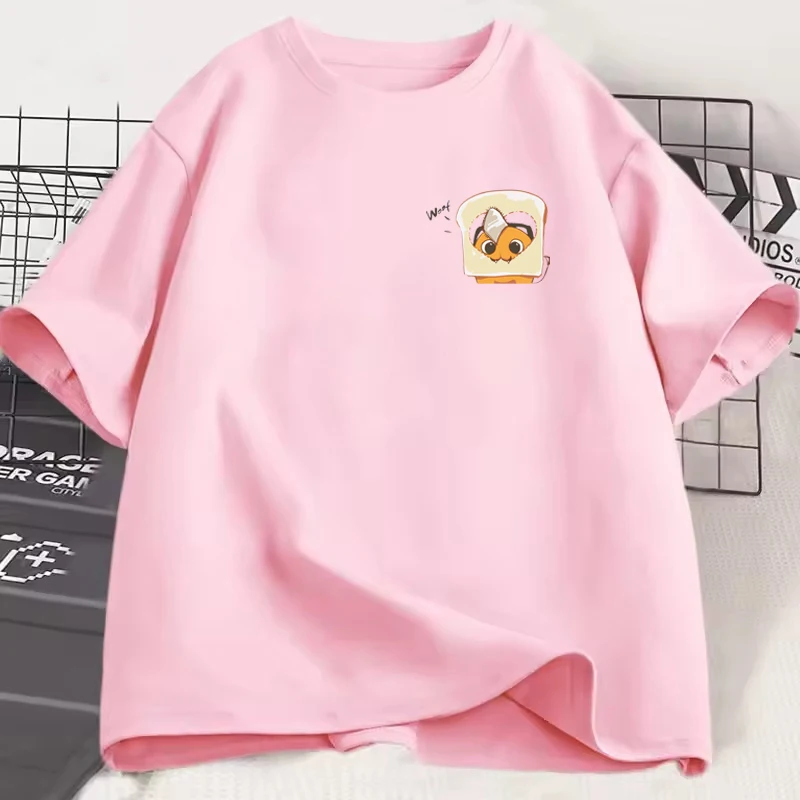 

New Hot Anime Kawaii Pochita Pattern Men Women T-shirt Funny Simple Harajuku Unisex Tee Street Fashion Loose Casual Hip-hop Tops