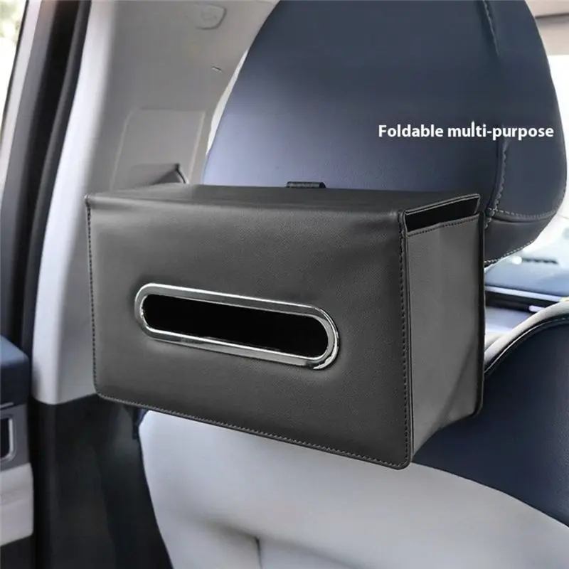 AT63-Leather Hanging Bag Hanging Tissue Drawing Bag For Upholstery In The Backseat And Seatback Of The Car. Carbon Fiber Pattern