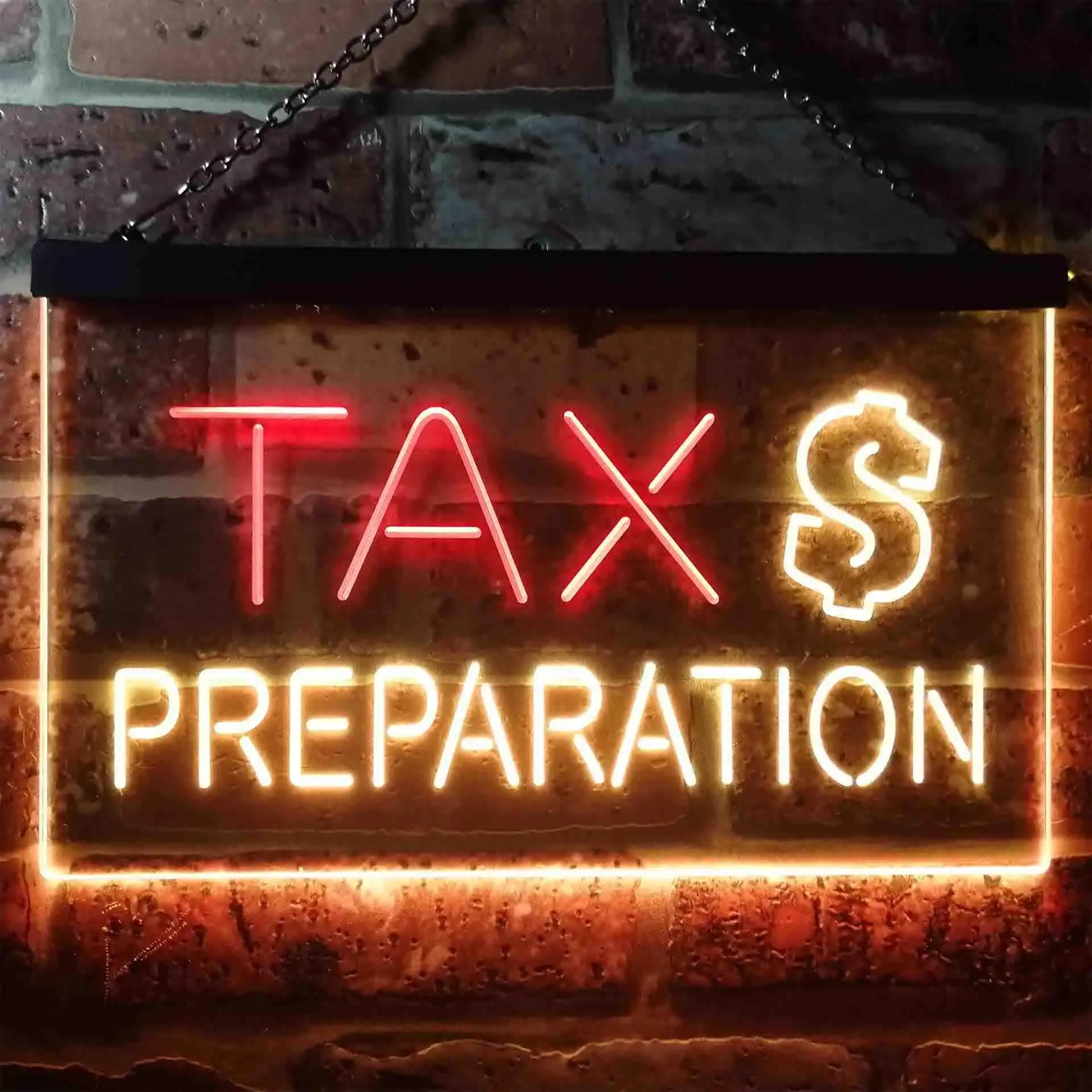 Income Tax Preparation. Fast Refund. E-File Dual Color Led Neon Sign st6-i3502
