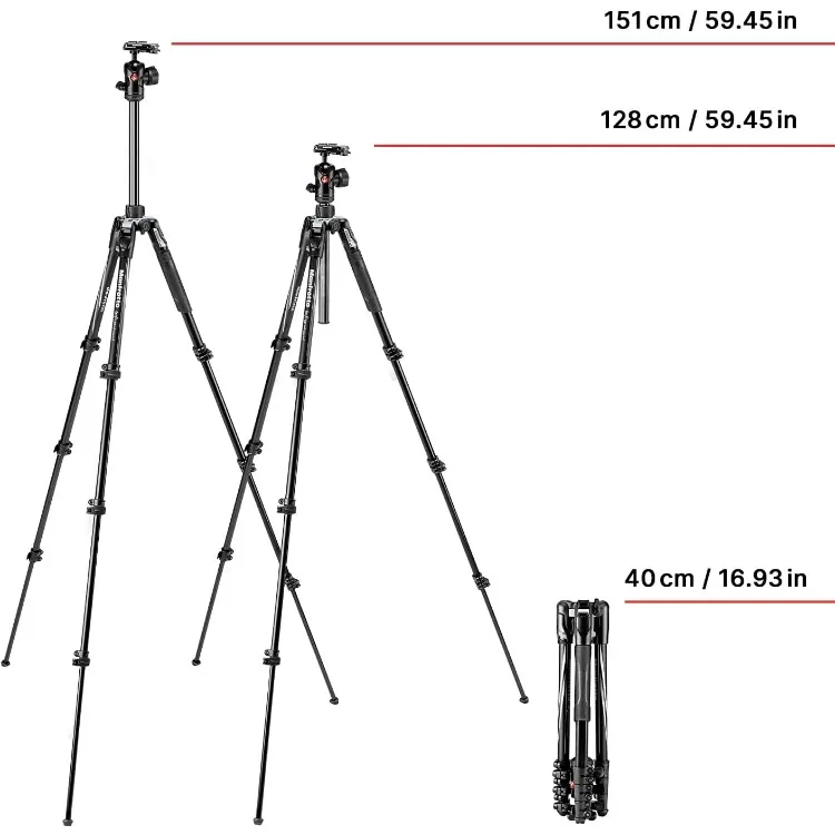 Befree Advanced Lever 4-Section Aluminum Travel Tripod with Ball Head, Black