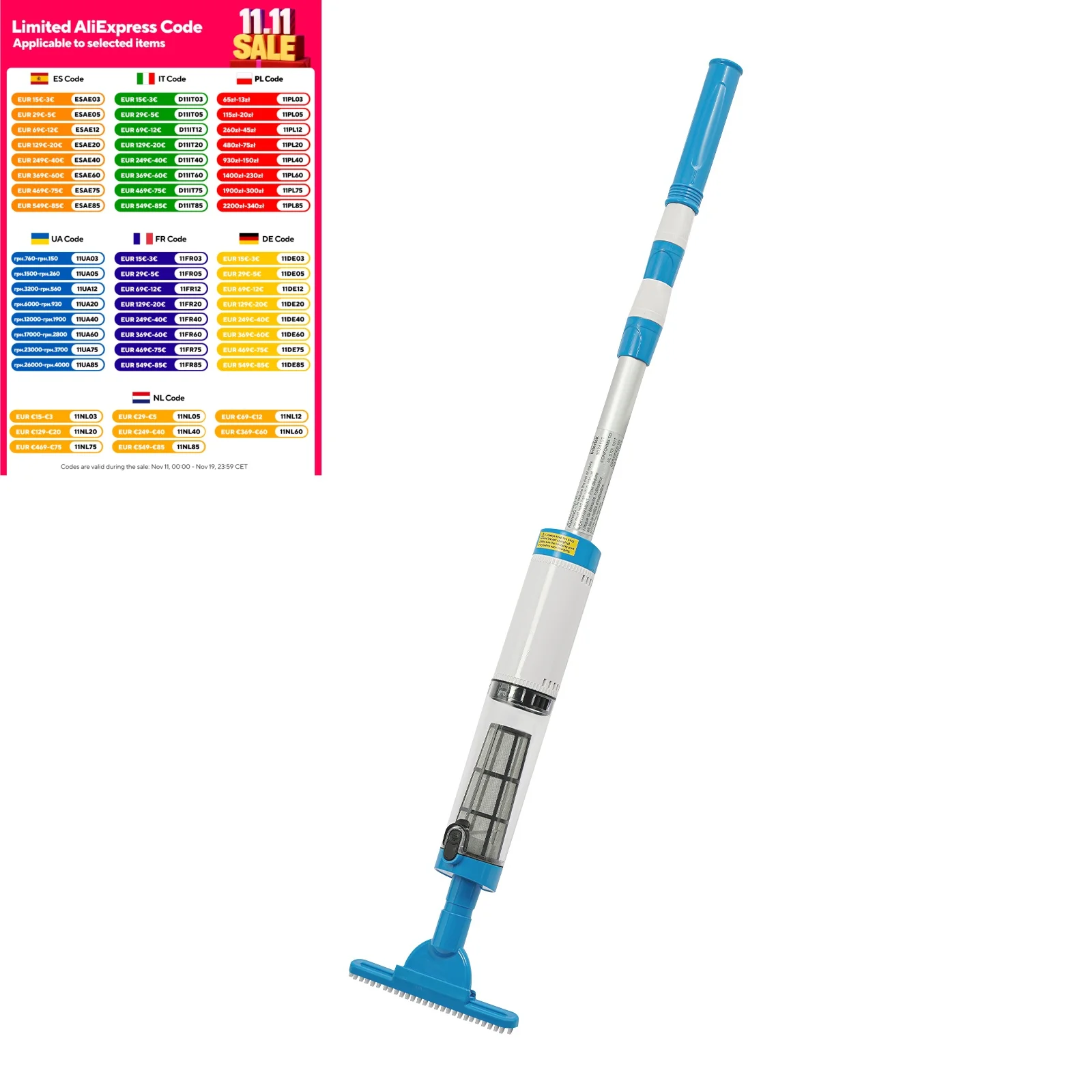 3-in-1 Cordless Rechargeable Pool Vacuum Cleaner, Handheld Pool Cleaner, Retractable for above Ground & Inground Pool, Spa