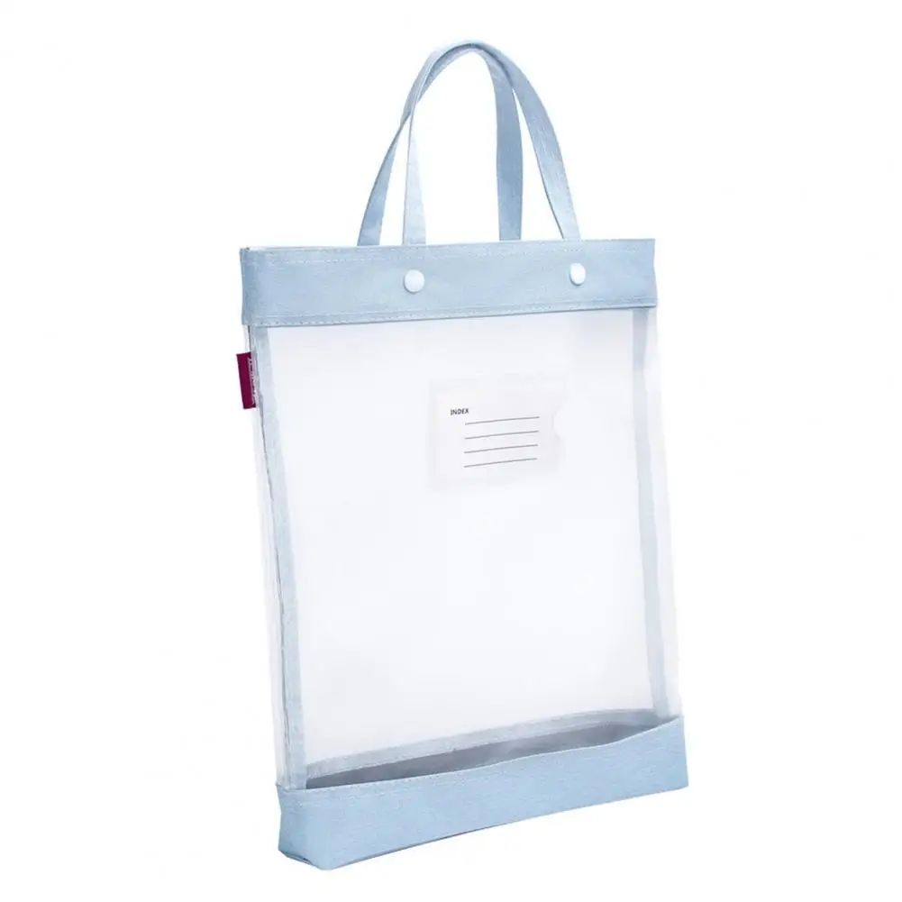 Handheld File Holder Portable Transparent Document Storage Bag with Strong Load-bearing Capacity Handle for File Organization