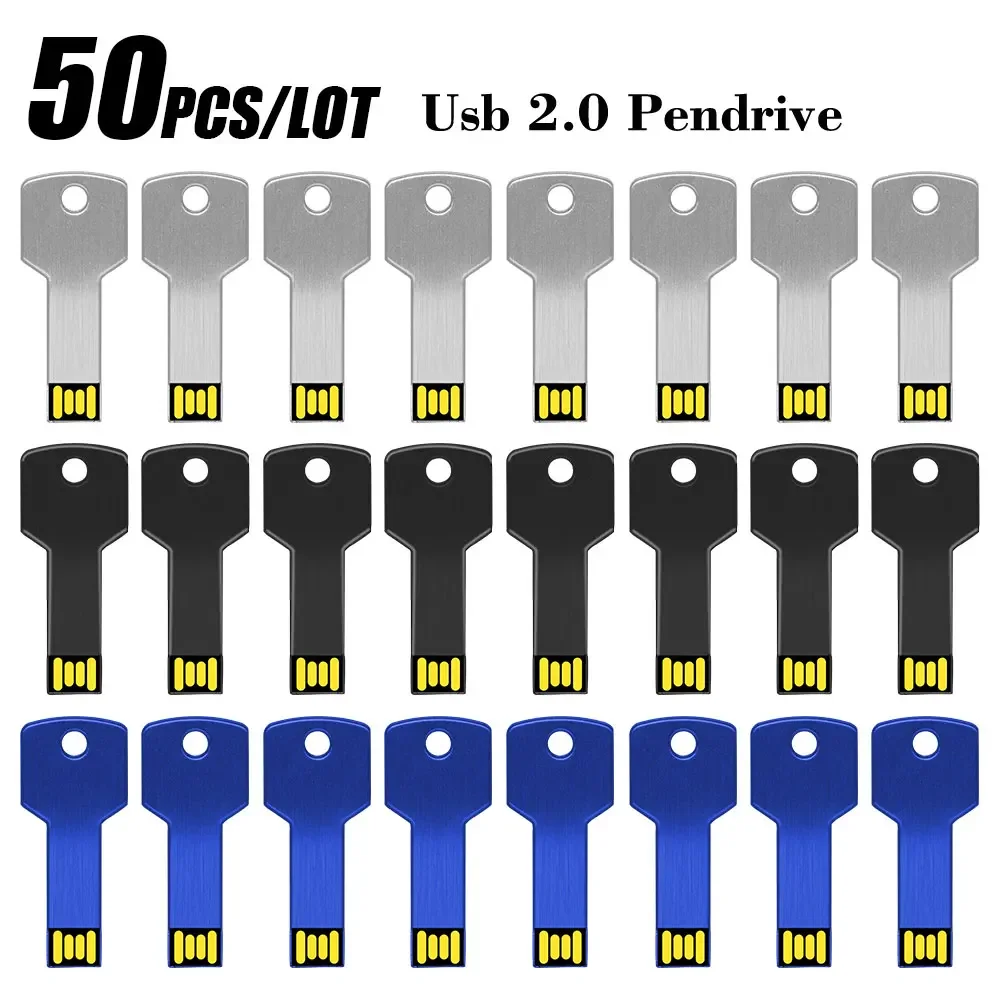 50pocs/lot High-capacity Metal Key Shape USB Flash Drive 4gb 8gb Pen Drives Stick Real Capacity 16gb 32gb Storage Devices U Disk