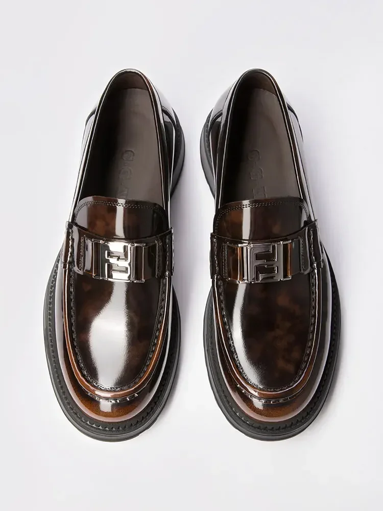 

2024 New British Leather Business Suit Men Shoes Casual Thick-soled Round-headed Loafers Men Shoes.