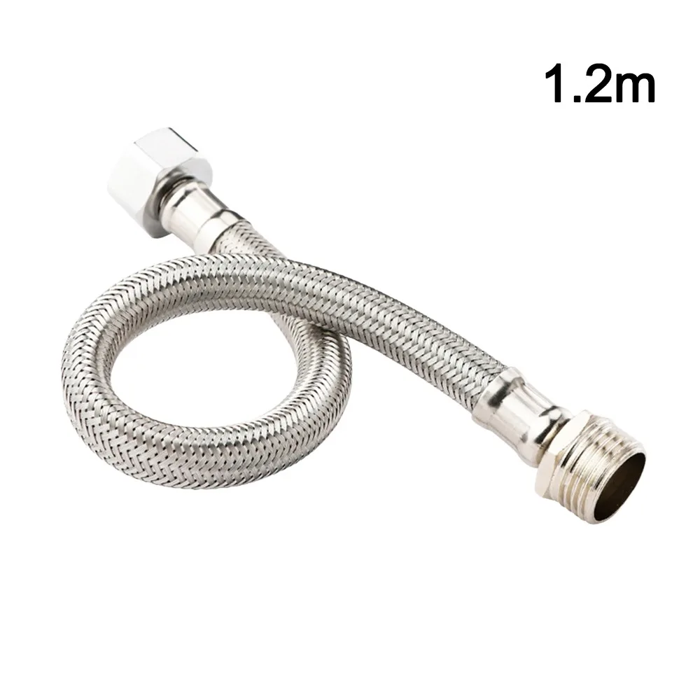20-200CM Length Flexible Shower Hose Stainless Steel External Threaded Extension Sprayer Pipe Internal Threaded