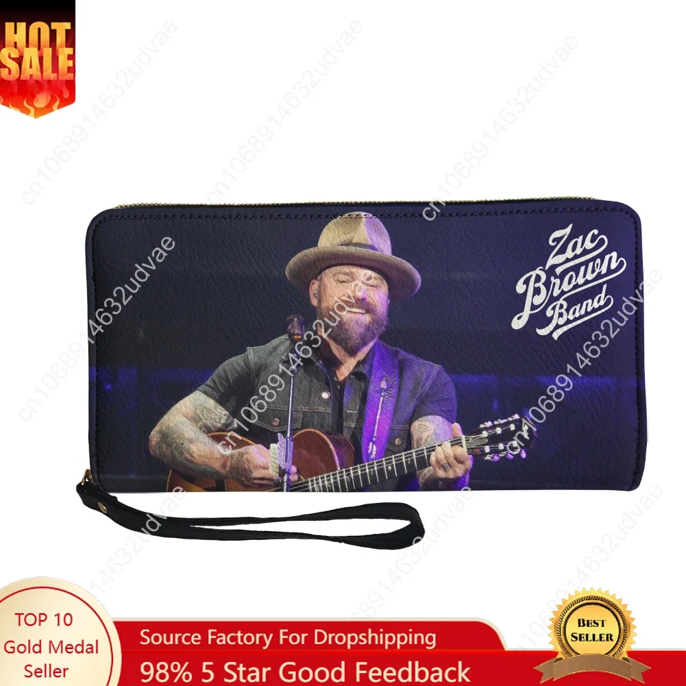 

Zac Brown Purse Mens Womens Teenagers Zipper Long Wallets Double Print Commuter Personalized Portable Wallet Gift Bag
