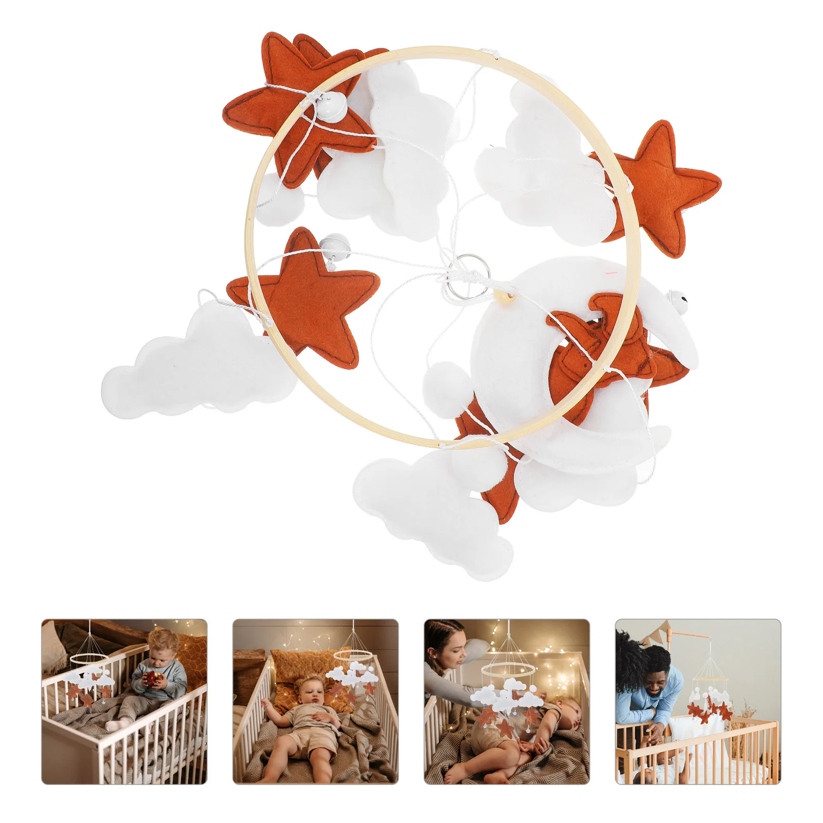 

Mobile for Bassinet Crib Bed Hanging Toys Girl Infant Felt Nursery Mobiles Space