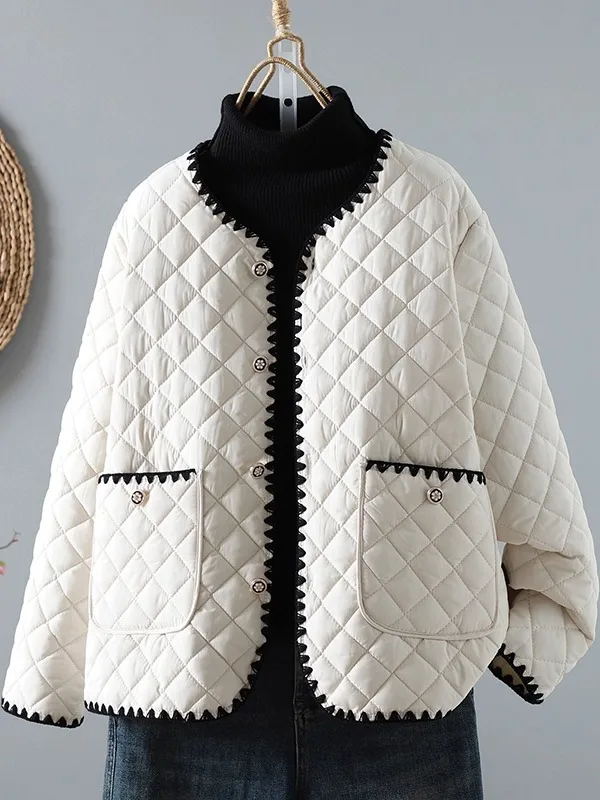 

Теплая хлопковая женская куртка с длинными рукавами, повседневная, на пуговицах, прямого кроя, термопальто, для поездок на работу, базовый цвет