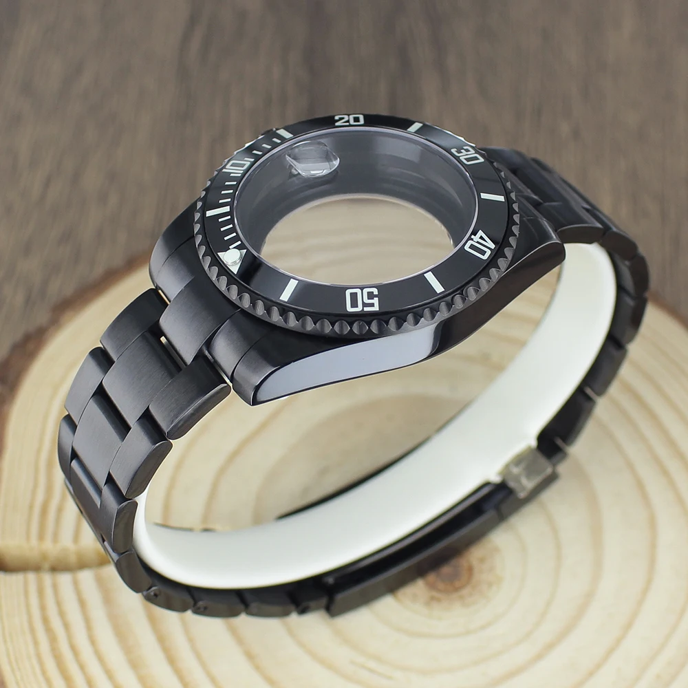 120 clicks Bezel 40mm NH35 Accessories Watch Case bands Sapphire for NH35 NH36 NH34 8215 Eta 2824 PT5000 Black SUB Ceramic bezel