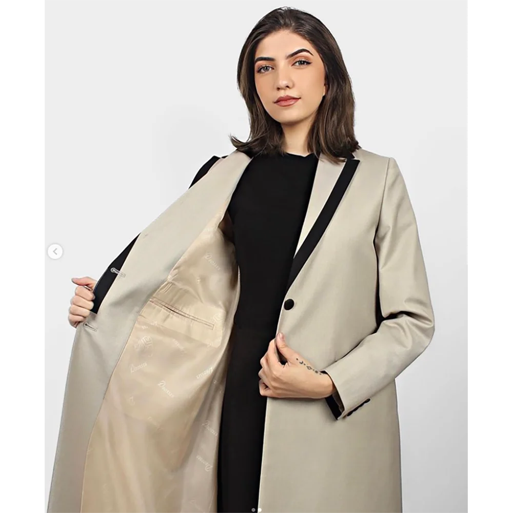 Elegant and Simple Women Long Jacket Elegant Slim Single Breasted Female Daily Coat Formal Ankle Length Dress jaqueta feminina