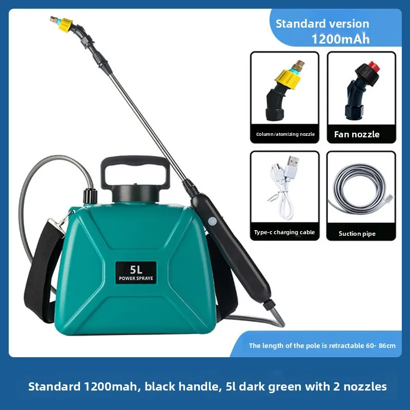 5L 2 Nozzle Rechargeable Electric Spray Bottle Portable Handheld Garden Sprayer for Plant Watering Home Disinfection Cleaning