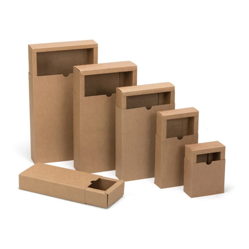 

100Pcs/Lot Kraft Paper Drawer Box Wedding Party Candy Chocolate Gift Wrapping Carton Handmade Soap Jewelry Packaging Wholesale