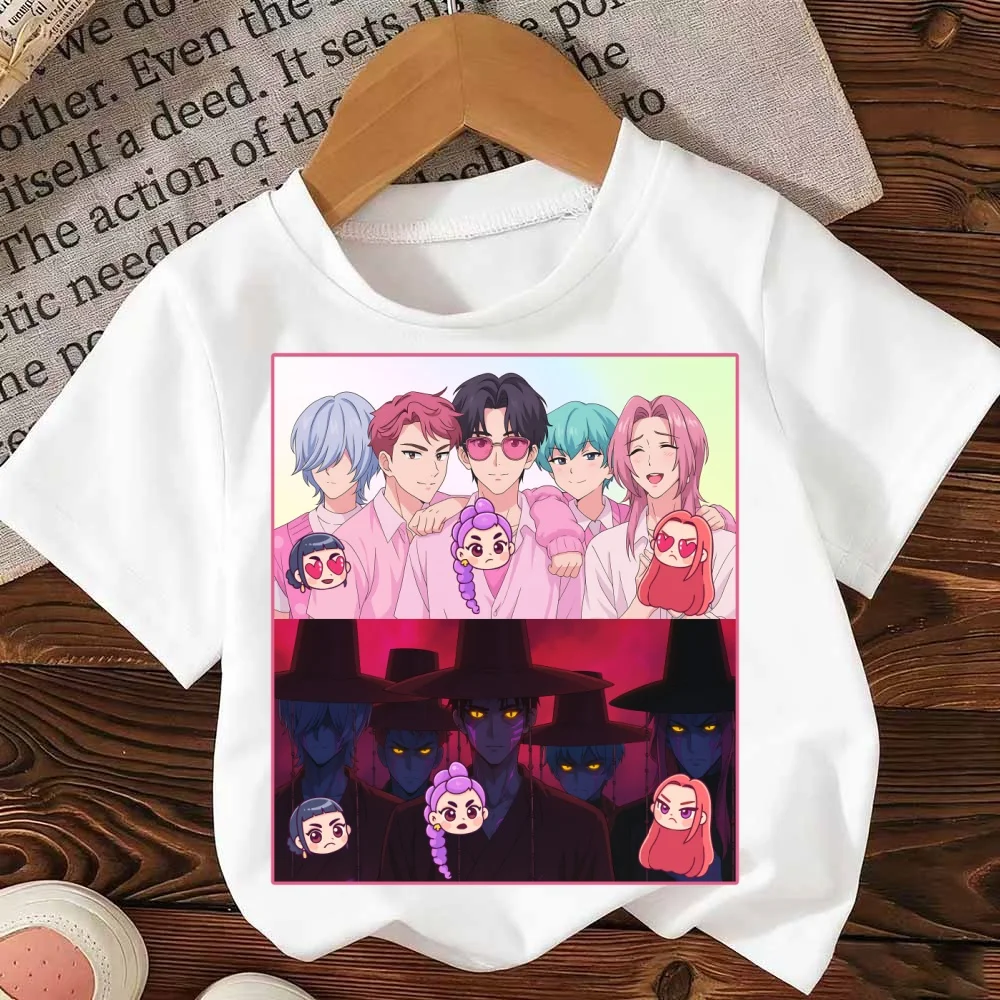 تي شيرت كاجوال للأطفال - تي شيرت KPop Demon Hunters، توب رائع للفتيات، هدية مثالية ومضحكة للمعجبين والارتداء اليومي أو نزهات نهاية الأسبوع
