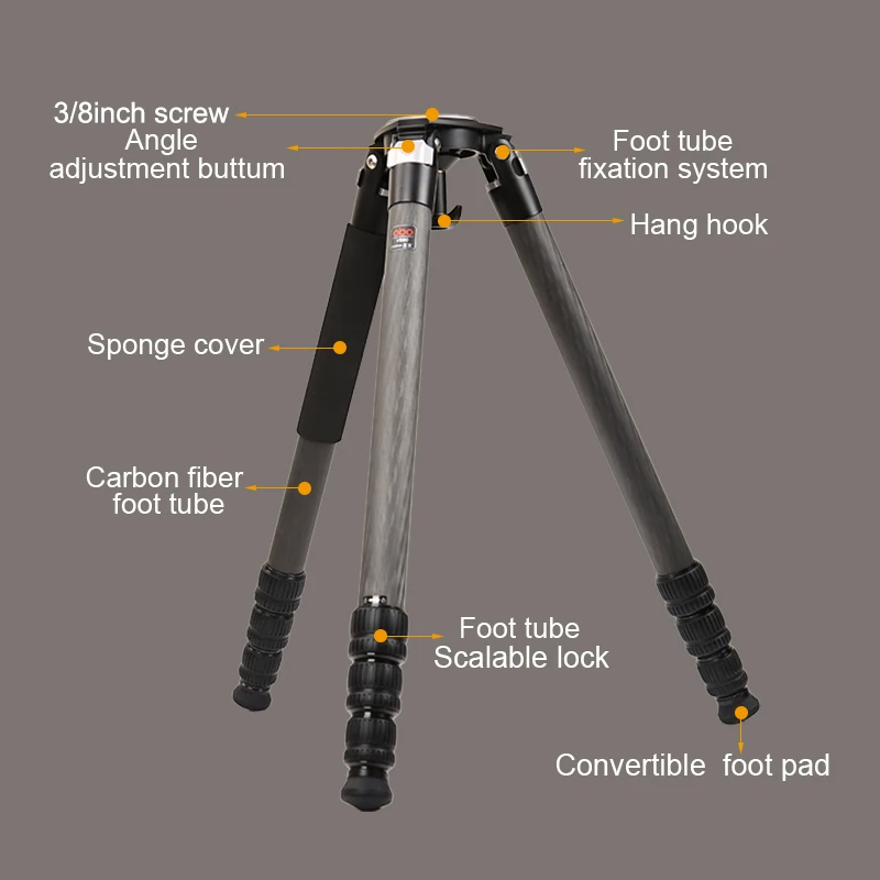 OBO Professional Carbon Fiber Heavy Duty Telescopic DSLR Video Camera Tripod Stand Waterproof/Shockproof  Design Twist