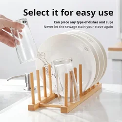 1pcs Kitchen Dish Drain Rack Dinnerware Storage Organizer Tray Plate Drying Shelf Wooden Book Cups Display Stand Drainer Holder