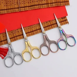 Scissors Titanium Vintage Color, Sculptured Stainless, Cutting and Sewing, Kawaii Vintage Thread Scisors, Sewing Tools, Bonito Stationery Main sales scissors sewing - №2