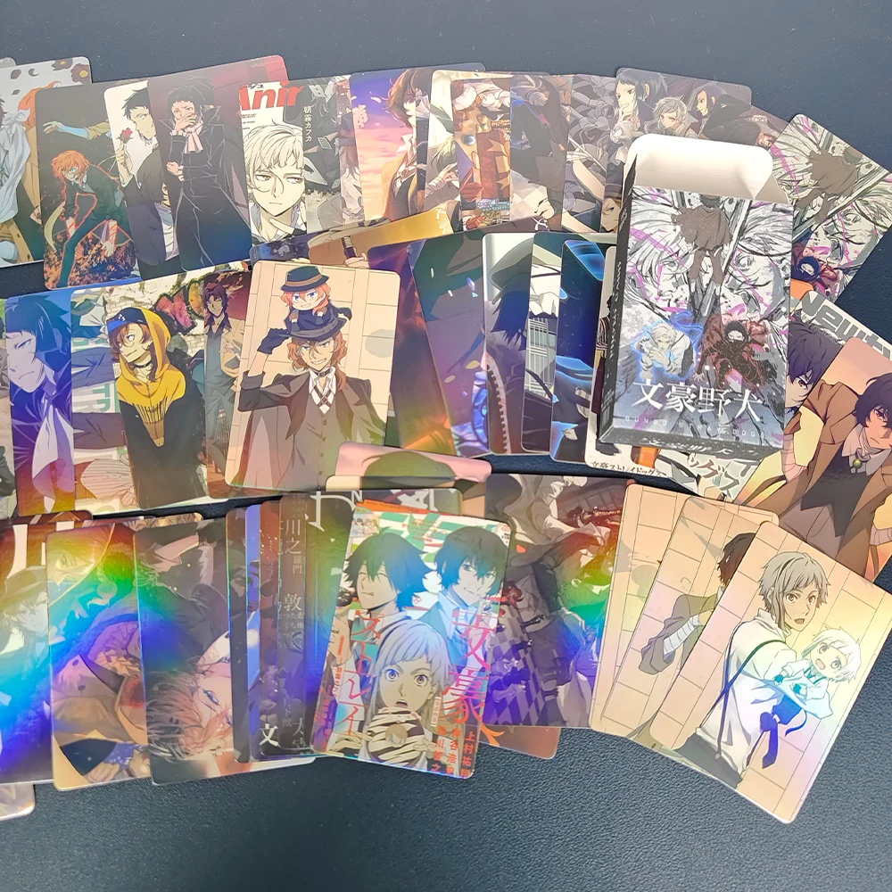 Bungo Stray Dogs Dazai Osamu Nakajima Laser Lomo Card Anime Peripheral Collection Game Card 55pc/set