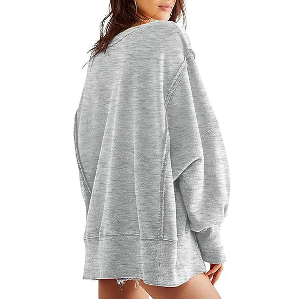 Women's crew-neck casual loose hoodie top