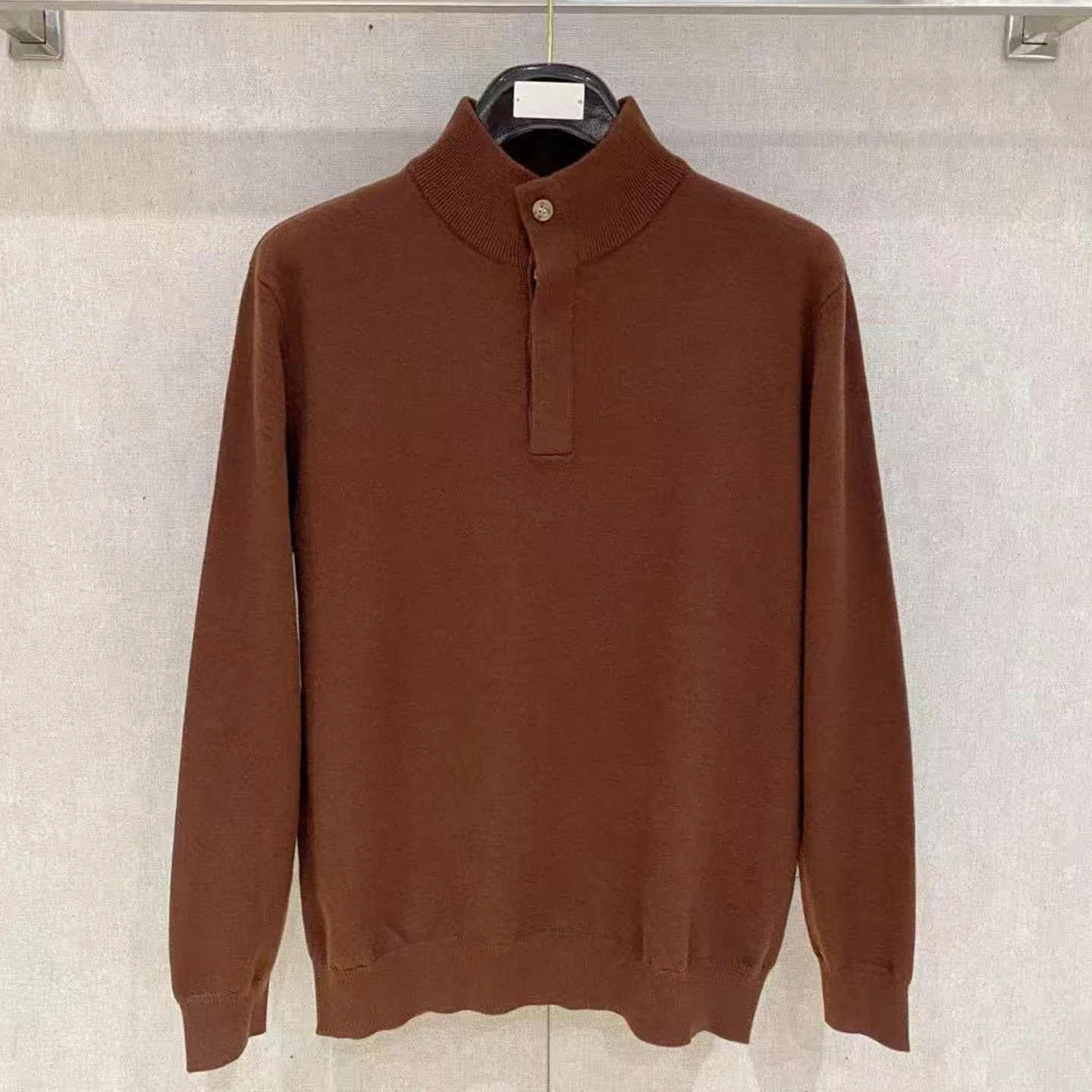 

LP 25aw однотонный мужской повседневный вязаный свитер с воротником-стойкой и длинными рукавами