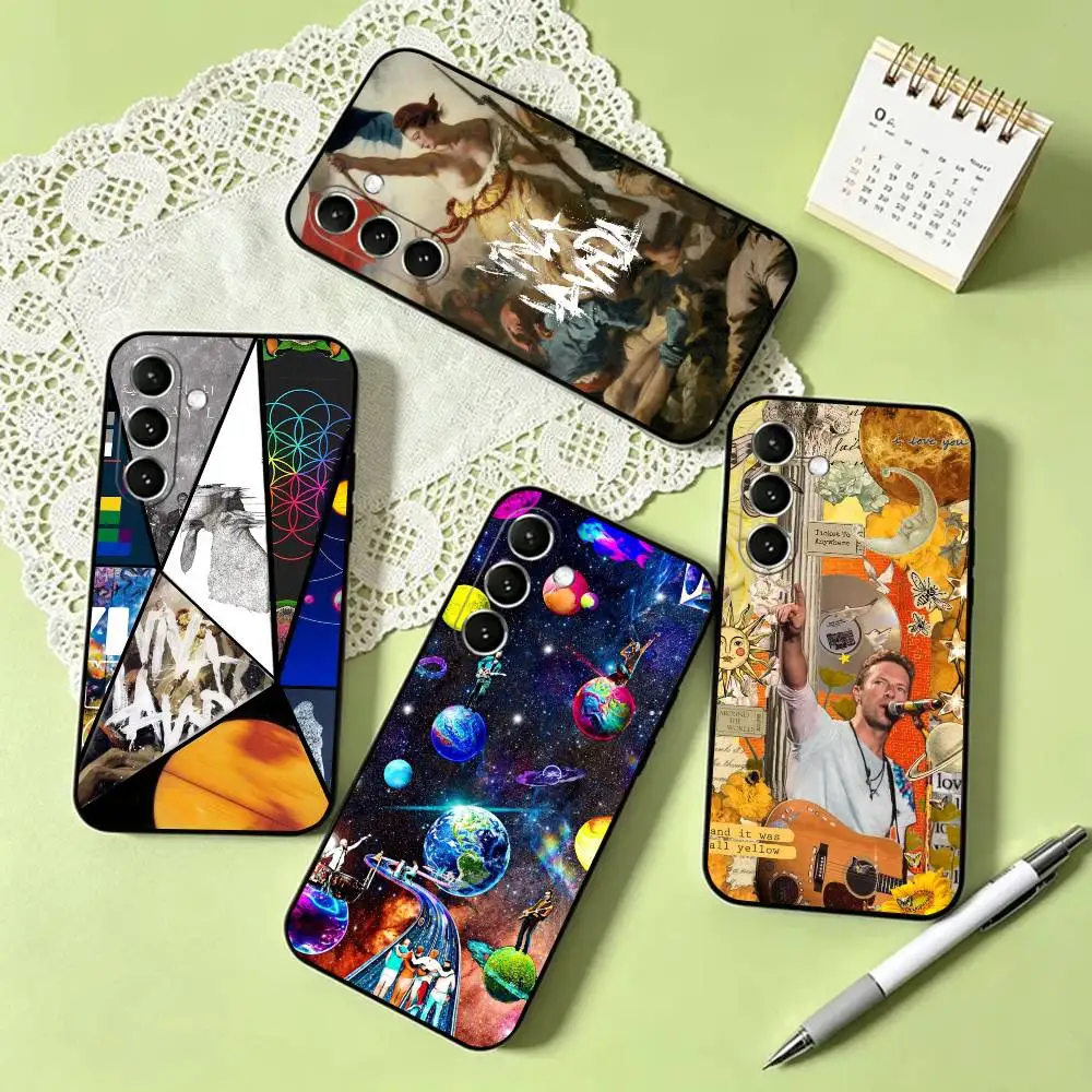 C-Coldplay Band Phone Case For Samsung Galaxy A73,A72,A71,A70,A53,A52,A51,Soft Silicone Black Cover