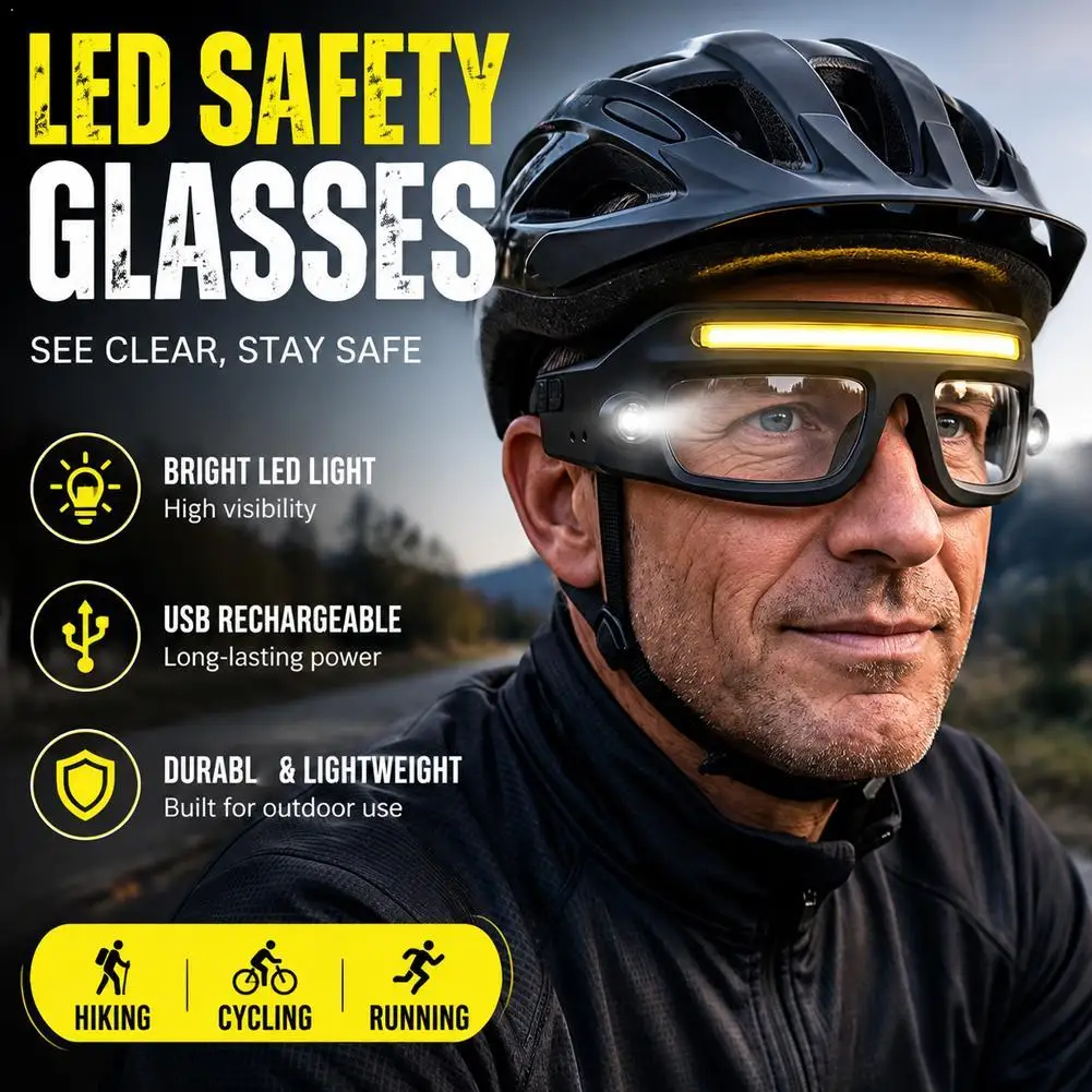 New multifunctional glasses light with Type-C charging, warning headlamp, compact and portable, touch-sensitive headlamp ﻿