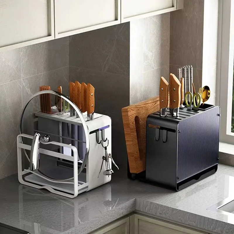 Multifunctional Wall Mounted Household Cutting Board Holder Knife Holder Integrated Kitchen Storage Rack