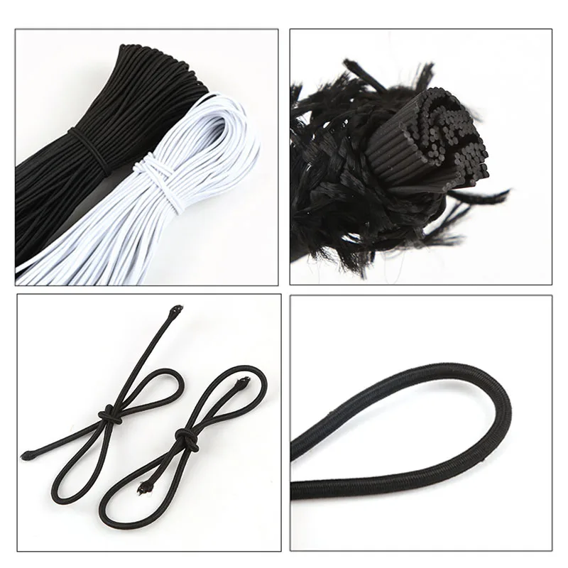 L: 5 ~ 400 متر 0.5/0.8/1/1.5/2/2.5/3.5/4/5/6/8/10 مللي متر حبل مرن قوي أبيض/أسود حبل مرن عالي الجودة للحرف اليدوية ذاتية الصنع #5