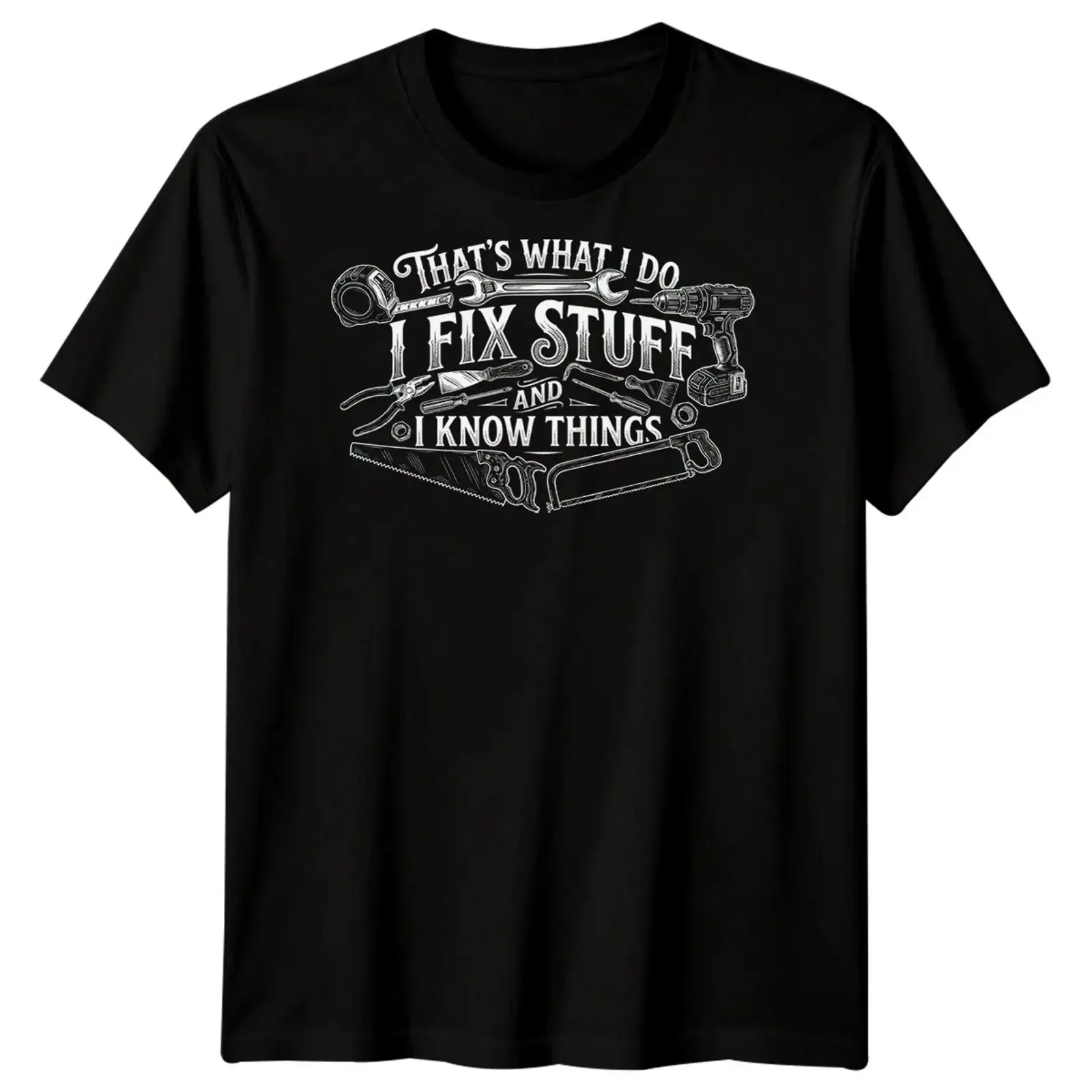 I Fix Stuff Mens T Shirt Funny Plumber Electrician Mechanic  vintage Washed streetwear Stretched graphic Top For Everyday Wear