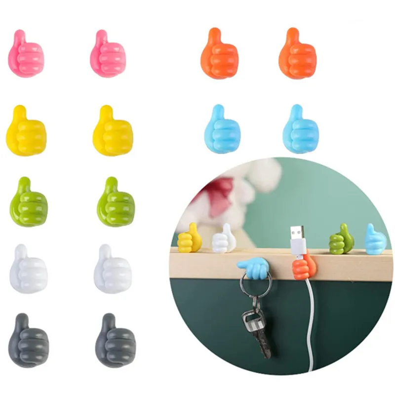 5/10pcs selbst klebende Wand dekoration Haken Silikon Daumen Schlüssel Kleiderbügel Haken Home/Office Daten Kabel Clip Draht Schreibtisch Organizer