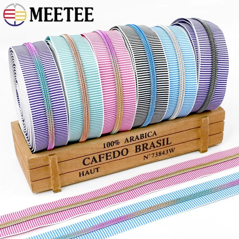 1/2/3/4M 5#  Meetee Nylon Zipper for Sewing Coil Zips Per Meter Jacket Zipprs Tape Bag Tent Zip Roll Repair Kit Clothe Accessory