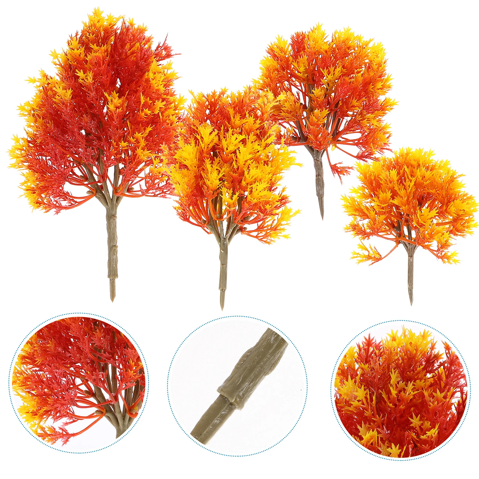 

4Pcs Plastic Maple Trees Set Handmade Scenery Props for Garden Desk Micro Landscape Ornament Natural Colors 19cm 15cm