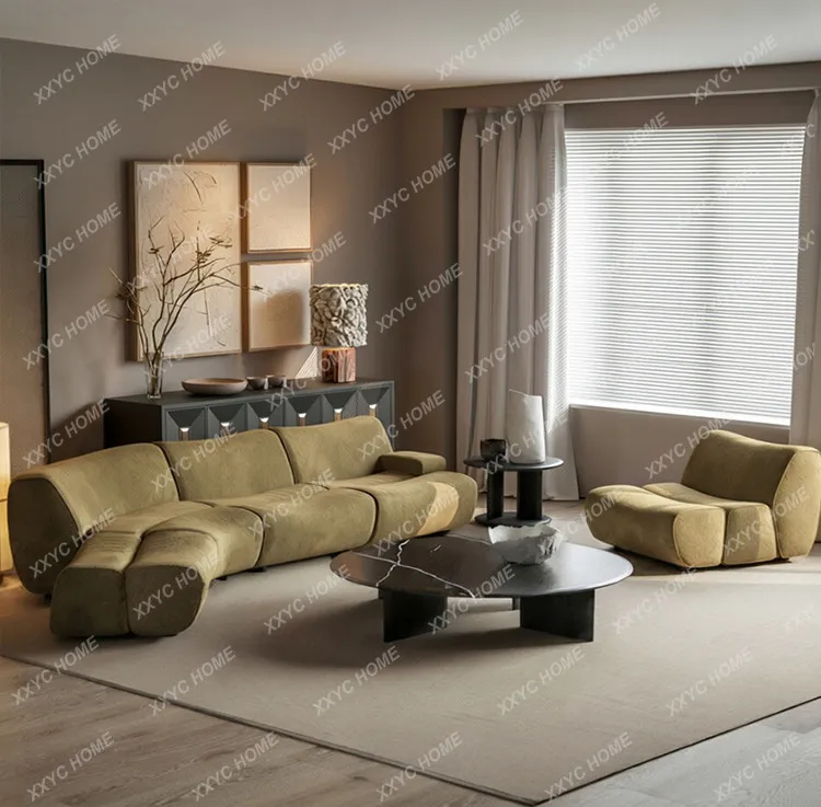 Light luxury hotel reception area marble round coffee table model room B & B hall sales office living room coffee table