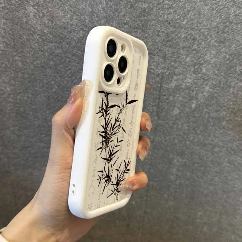 中国の竹書道模様のPOCO X3 X4 X5 X6 X7 M3 M4 M6 F4 F5 F6 C31 C50 C51 C61 C65 C75 C55 Plus用アイラダー携帯電話ケース/カバー