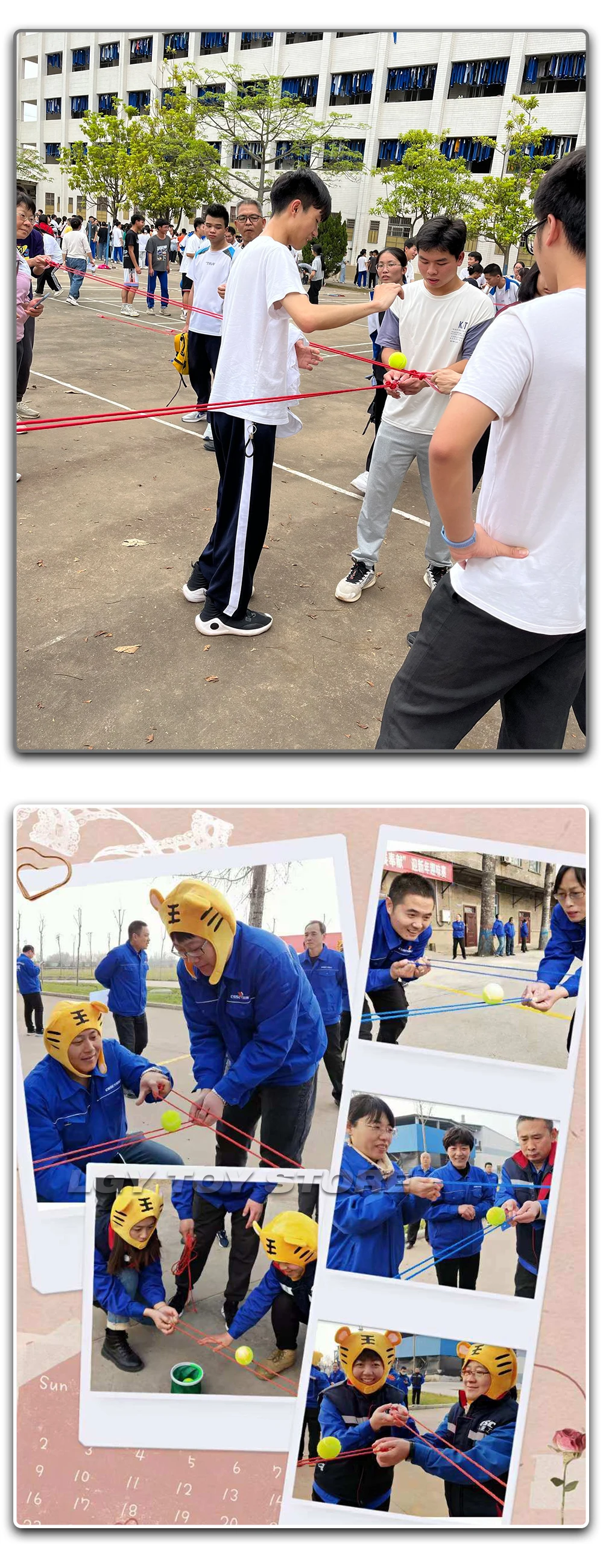 Teamwork-Spiel Seilzugbahn Ballfangspiel Teambuilding-Spiel Eltern-Kind-Interaktion Mehrspieler-Kooperation Outdoor-Sport – Detail 3