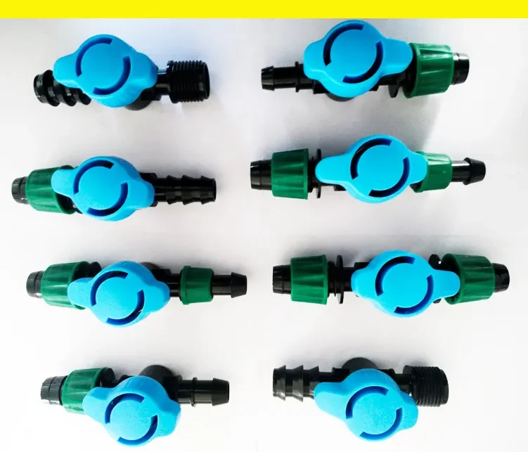 Drip Irrigation System  Plastic 16mm Drip Tape Valve Agricultural Irrigation Mini Ball Valve Micro Offtake Valve