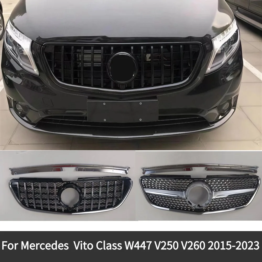 Grill przedni chłodnicy, kratka wlotu powietrza, akcesoria tuningowe, listwa ozdobna do Mercedes Benz Vito V-Class W447 V250 V260 2015-2023