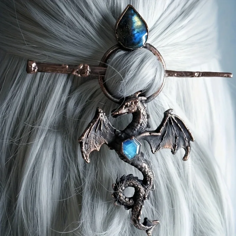 

Retro Viking Wings Flying Dragon Hairpin Women Norway Style Fashion Hairpin Niche Design High-end Punk Style Coiled Hair Hairpin