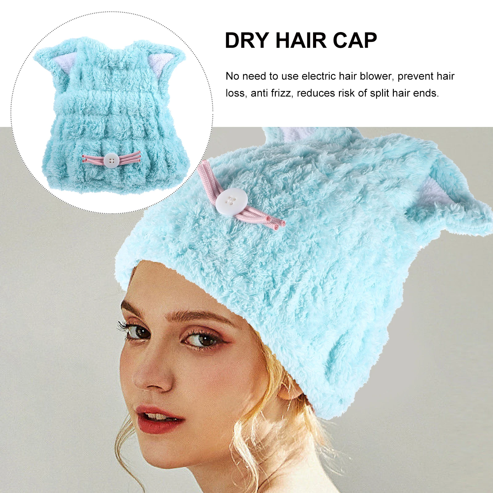

Cat Hair Cap Super Absorbent Fast Drying Shower Caps Bathing Hair Accessories Lightweight Portable Bathroom Towels