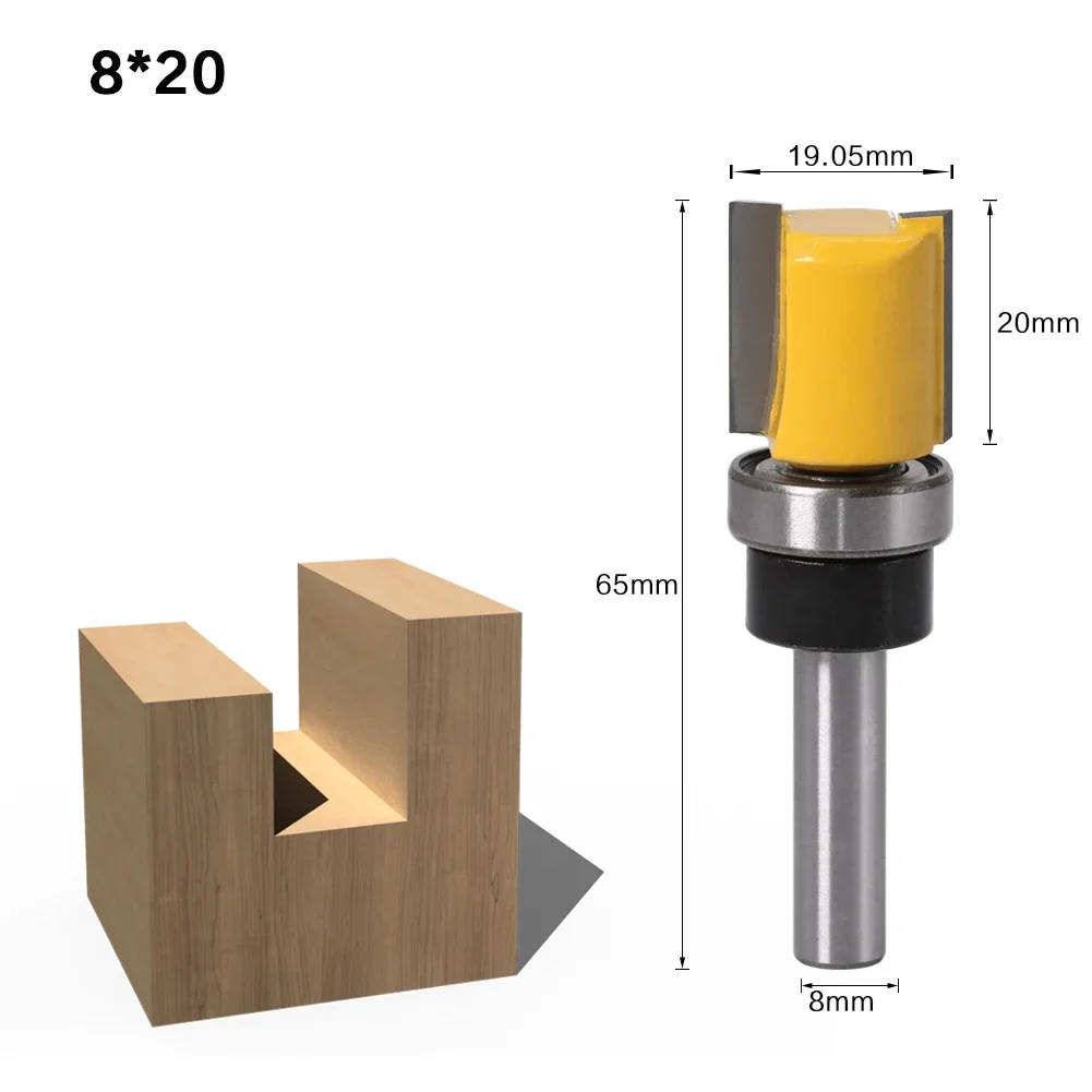 1PC 8mm Shank Template Trim Hinge Mortising Router Bit Straight end mill trimmer cleaning flush trim Tenon Cutter forWoodworking