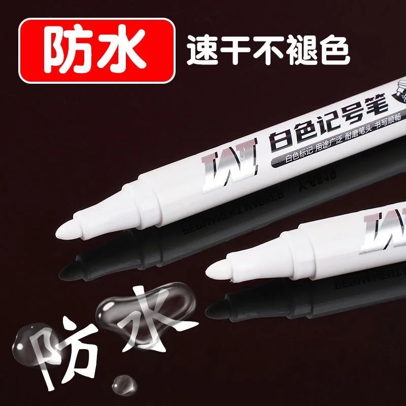 10/1pcs White Marker Pen Waterproof Oil Proof for Plastics Paper Signature Cardboard , Tires, Painting Metal Logistics, Factory