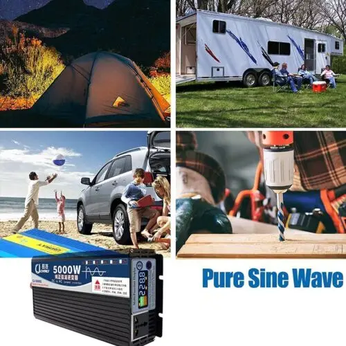 Pure Sine Wave Inverter 5000W DC 12V / 24V 48V to AC 110V / 220V LCD Display Power Inverter for RV Truck Boat Car