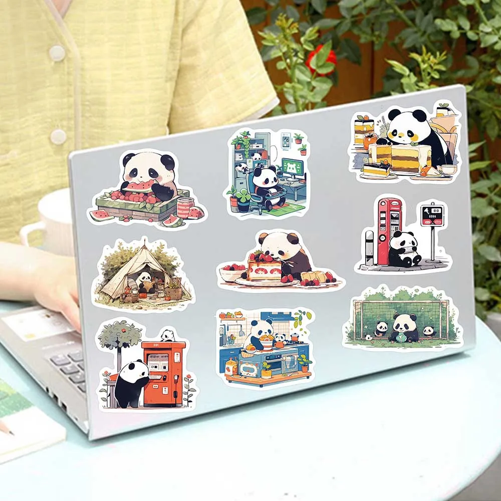 10/30/50Pcs Cartoon Panda Waterproof Graffiti Sticker Decorative Luggage Cup Laptop Phone Skateboard Notebook Guitar Kid Sticker