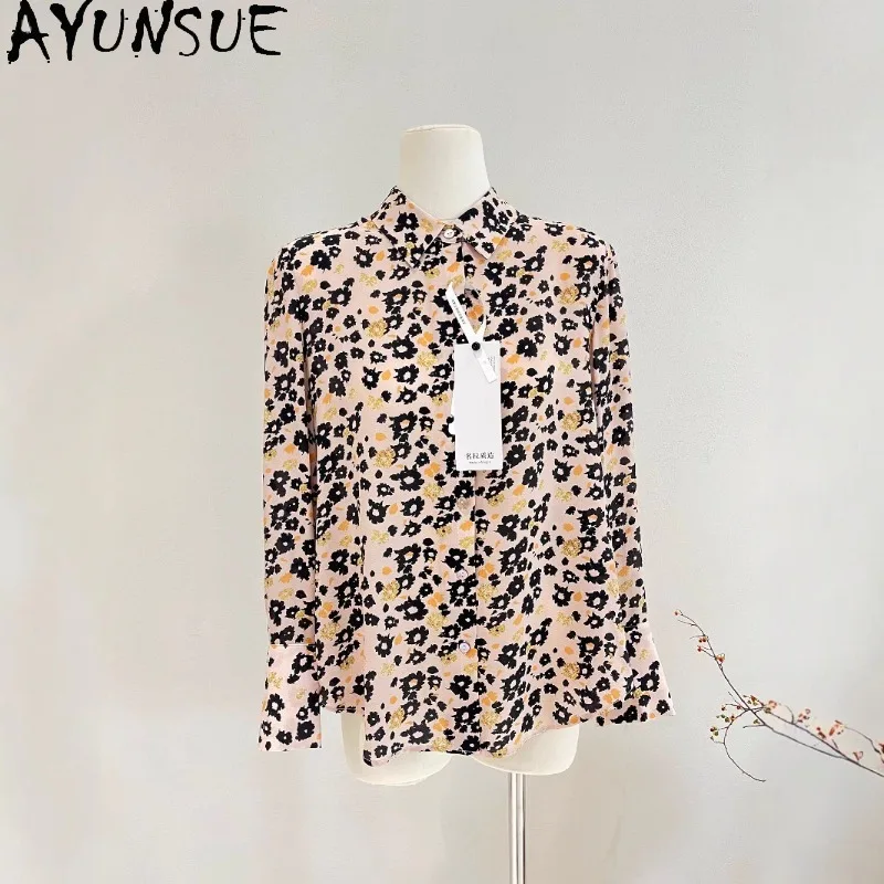 

Женские блузки и рубашки из натурального шелка AYUNSUE во французском стиле, уникальные топы для женщин, женская одежда, блузки для женщин