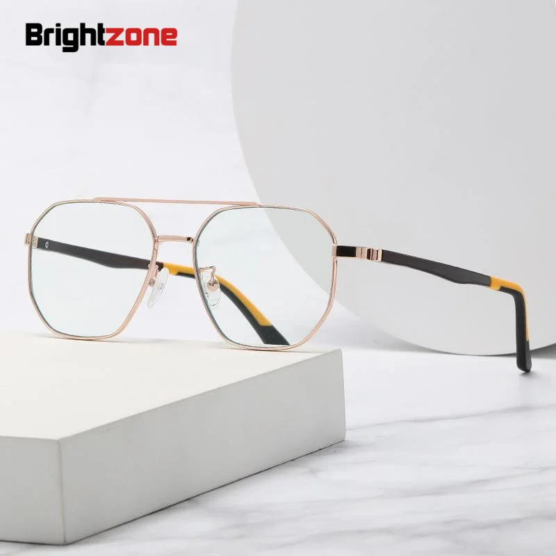 

Brightzone Double Beam Pilot Square Prescription Eyeglass Frame Men Women Ultra Light TR90 Leg Anti Blue Light Glasses Eyewear