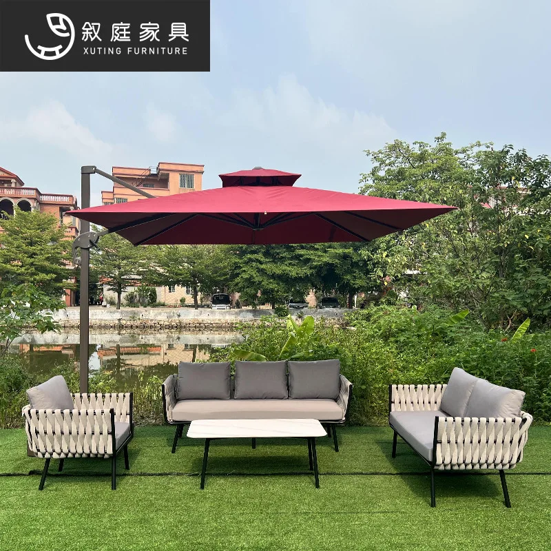 Outdoor garden courtyard bar hotel rope sofa outdoor balcony waterproof and sunscreen hand-woven chair