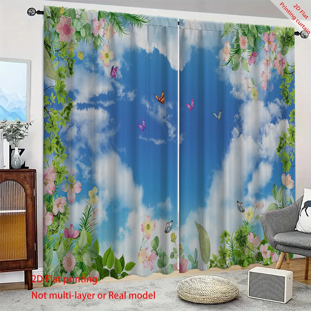 

Blue Sky and White Cloud Printed Curtains, Home Decoration Curtains, Suitable for Bedroom, Living Room, Dormitory, Office