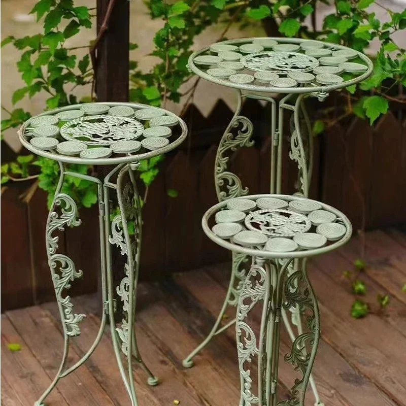 

American rural retro wrought iron flower stool balcony garden indoor outdoor courtyard homestay