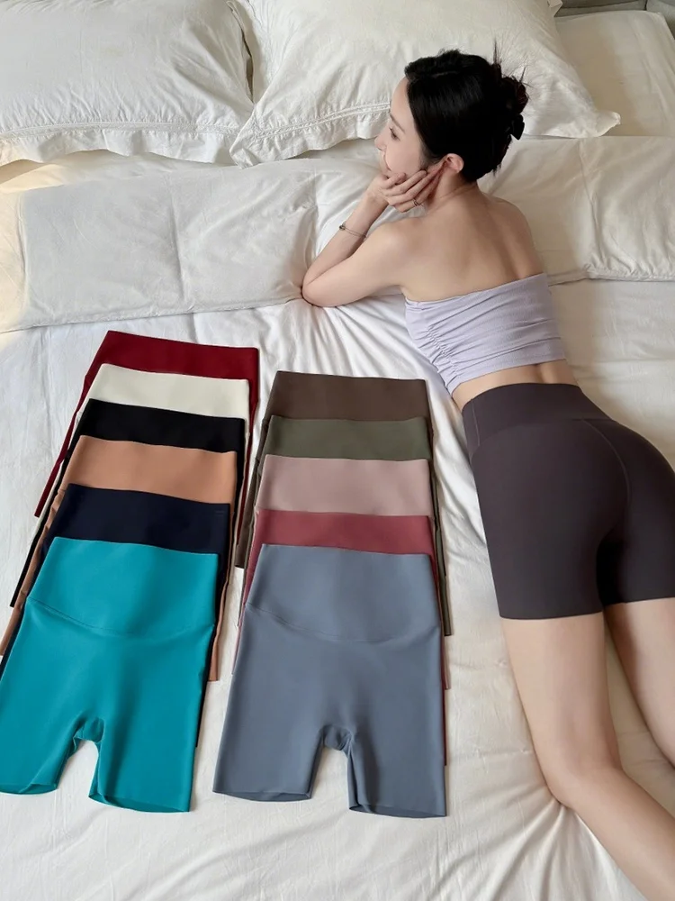 하이웨이스트 요가 팬츠 여성 여름 피트니스 필라테스 트레이닝 러닝 씨 팬츠 사이클링 베이스 레이어 팬츠 티쿼터 레깅스